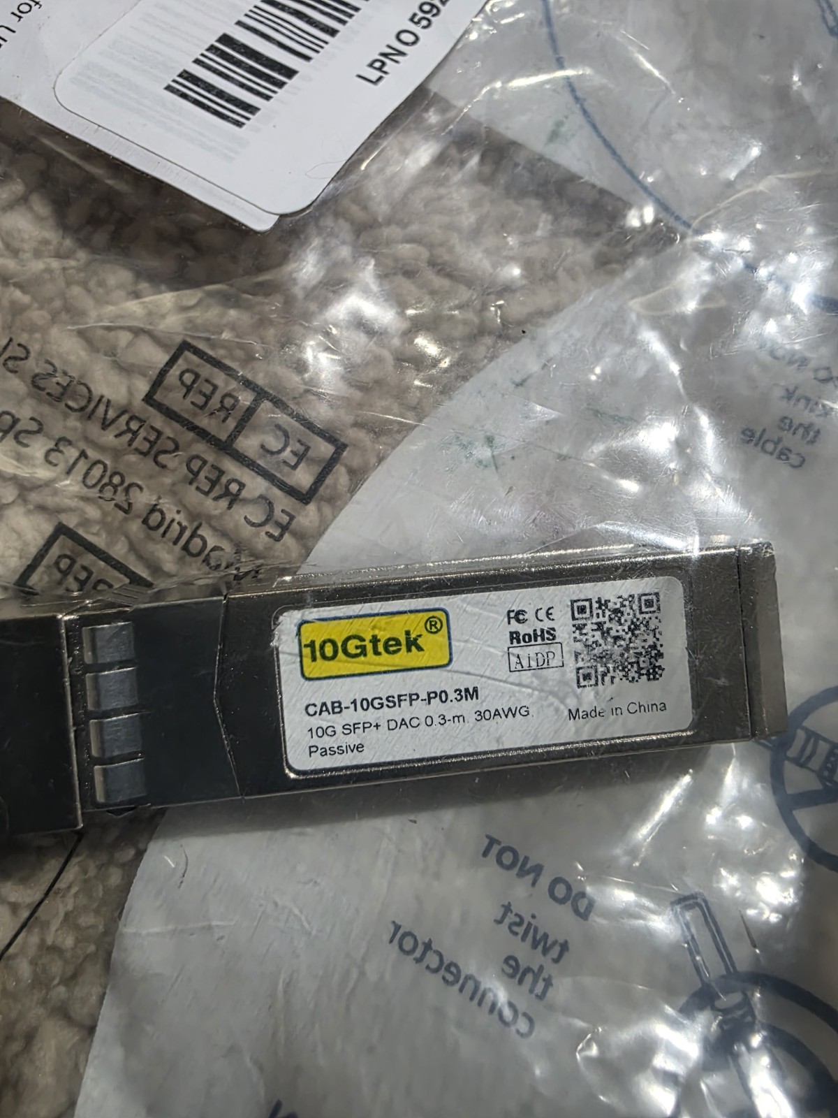 10Gtek CAB-10GSFP-P0.3M 10G SFP+ to SFP+ Passive DAC Cable 0.3m Green