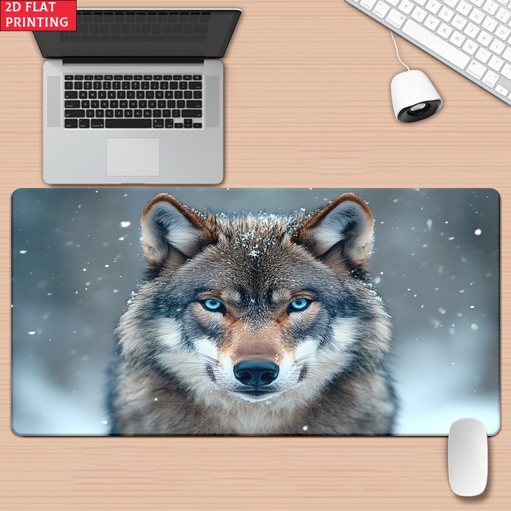 2D Flat 1pc Wolf Portrait Pattern Pad for Desk, Gaming, Office Decor, Non-Slip