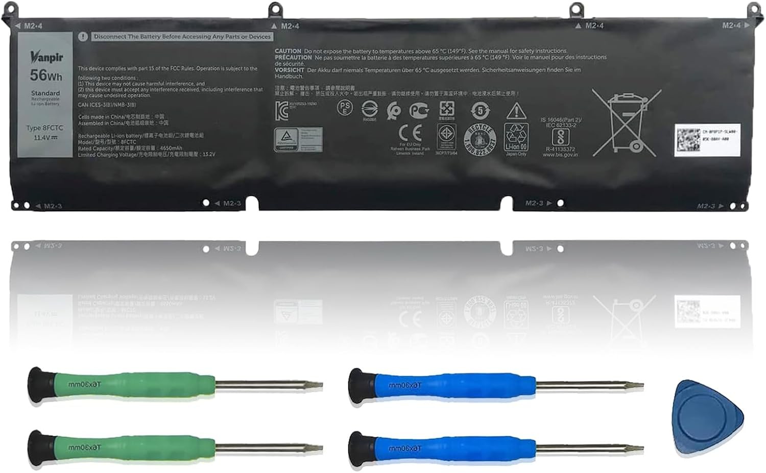 56Wh 8FCTC Laptop Battery Replacement for Dell XPS 15 9500 Precision 5550