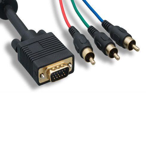 Kentek 15'ft VGA to 3RCA RGB Video Cable EMI/RFI 28AWG TV PC Monitor Projector