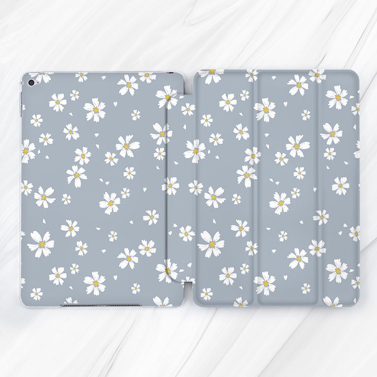 Daisy Flowers Pale Blue Case Botanical For iPad 10.2 Air 13 11 Pro 12.9 13 Mini