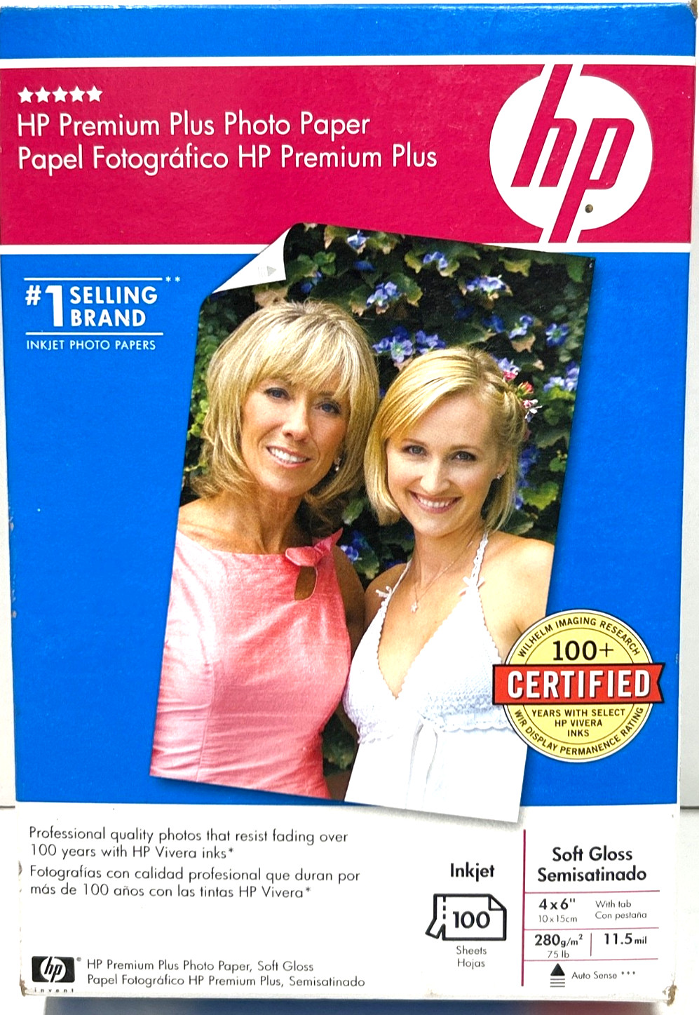 HP Premium Plus Photo Paper Soft Gloss 4x6 100 Sheet Pack Inkjet New Sealed