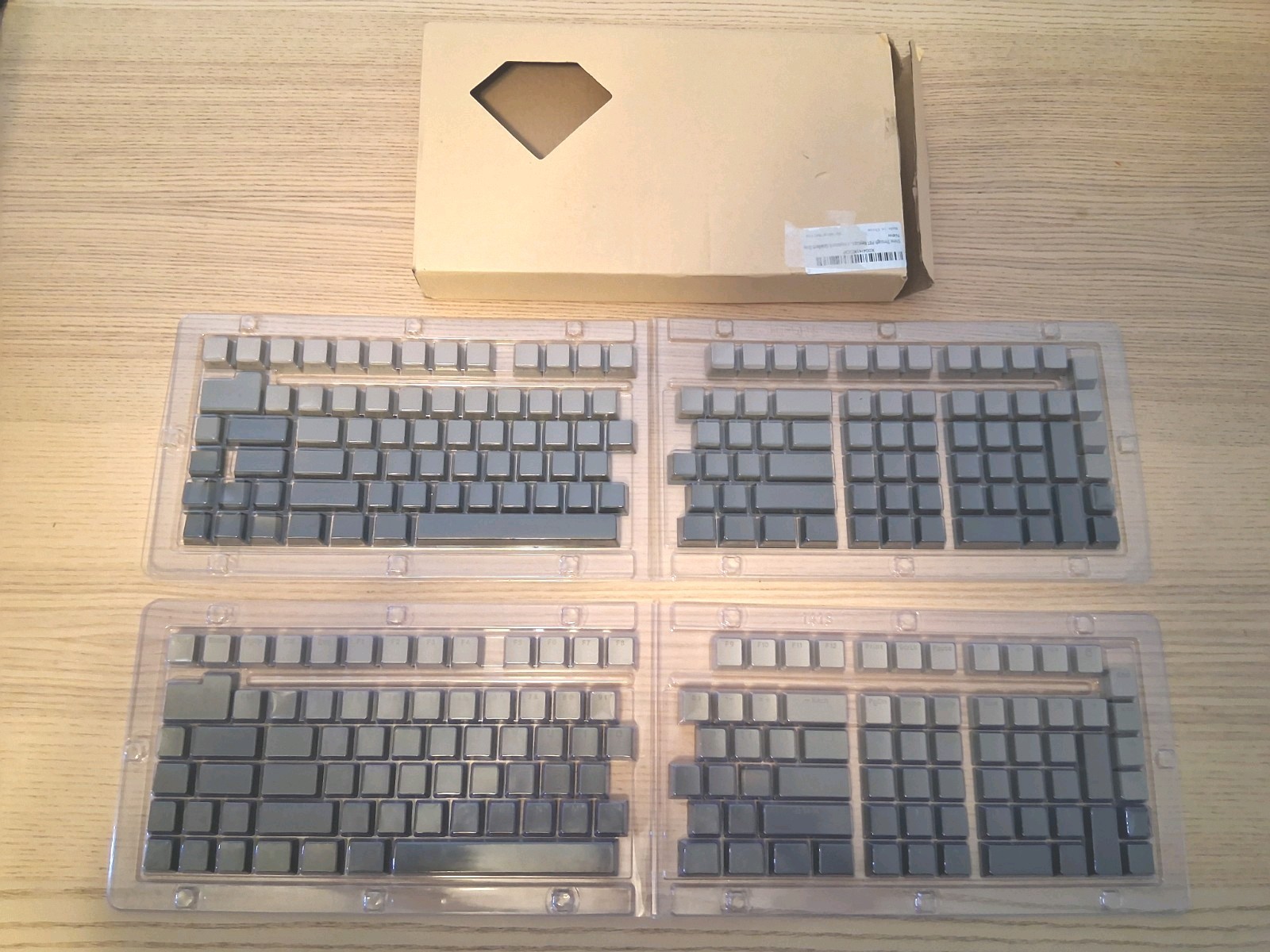XVX PBT Gradient Gray Keycaps Side Printed, Double Shot Shine Through Minimal x2