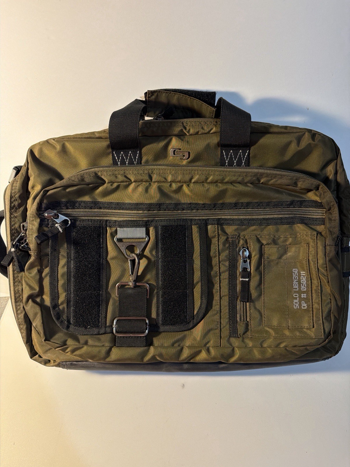 Solo New York Olive Green Convertible Backpack Messenger Laptop Bag