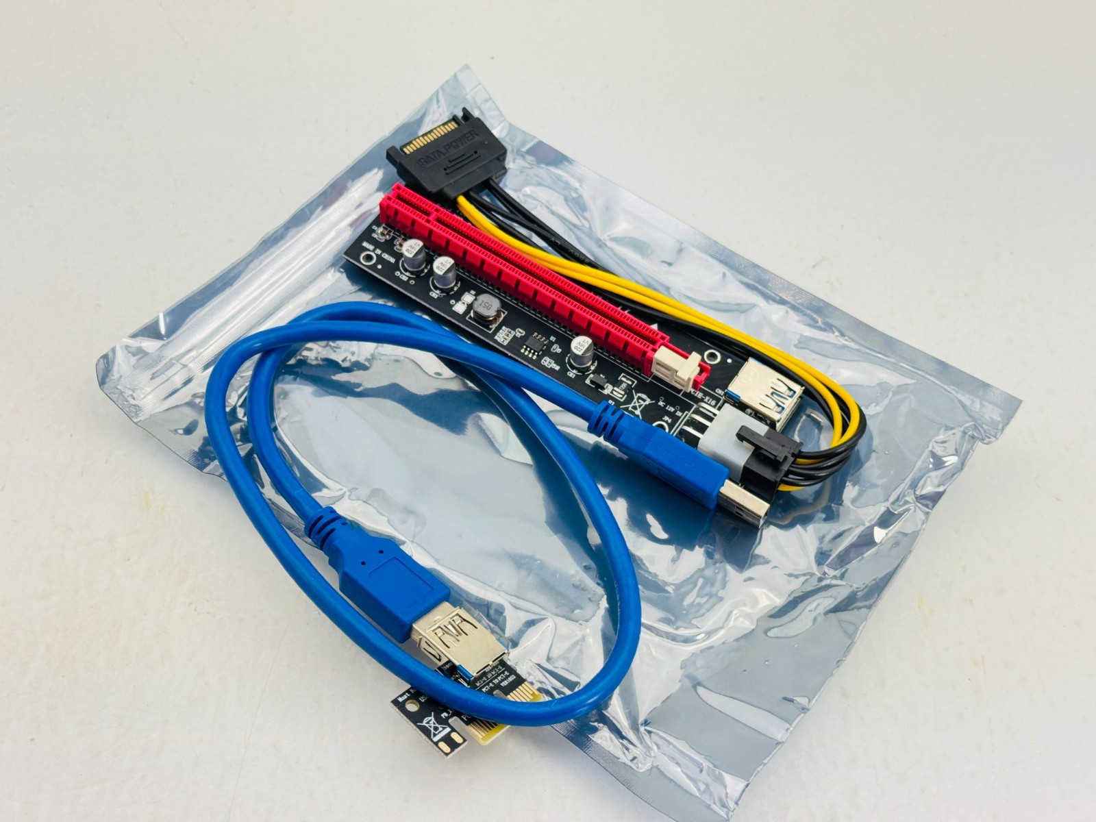 FebSmart PCI-E Riser PCIe Ver 006C 6 PIN 16x to 1x Powered Riser Adapter Card