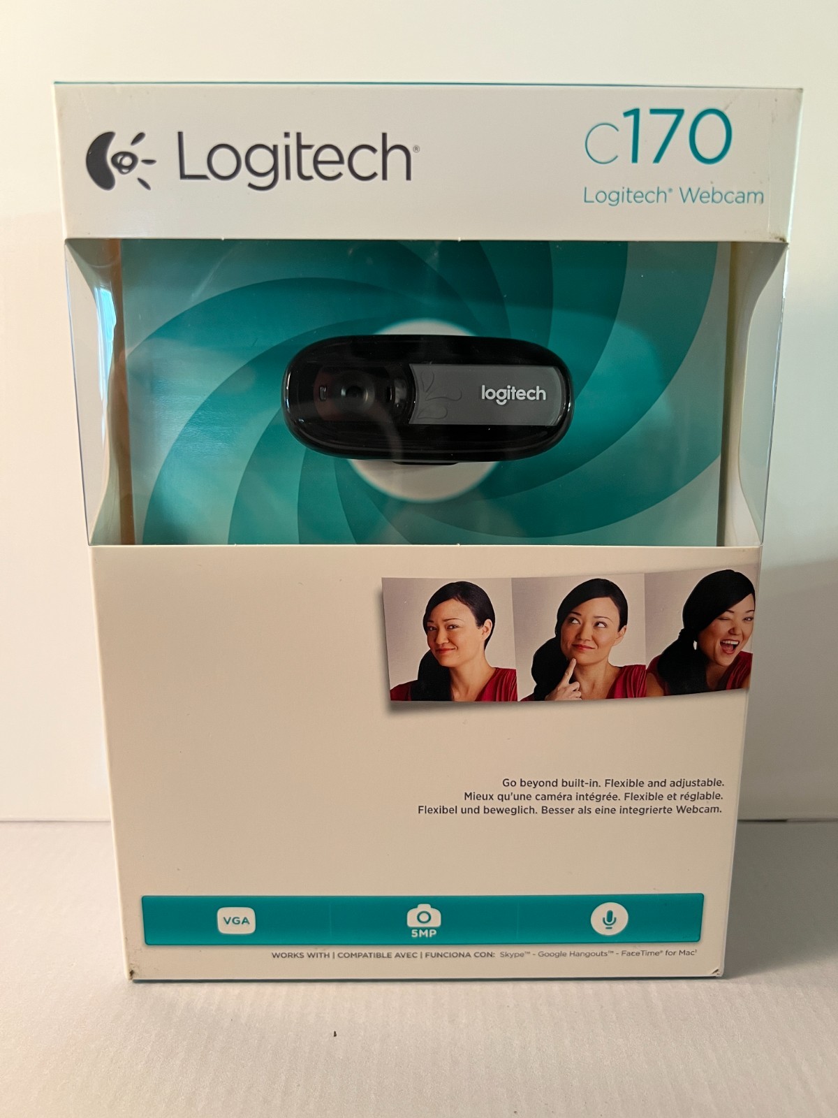New Sealed Logitech C170 Web Cam Black Built in Mic 5MP Photos VGA Video
