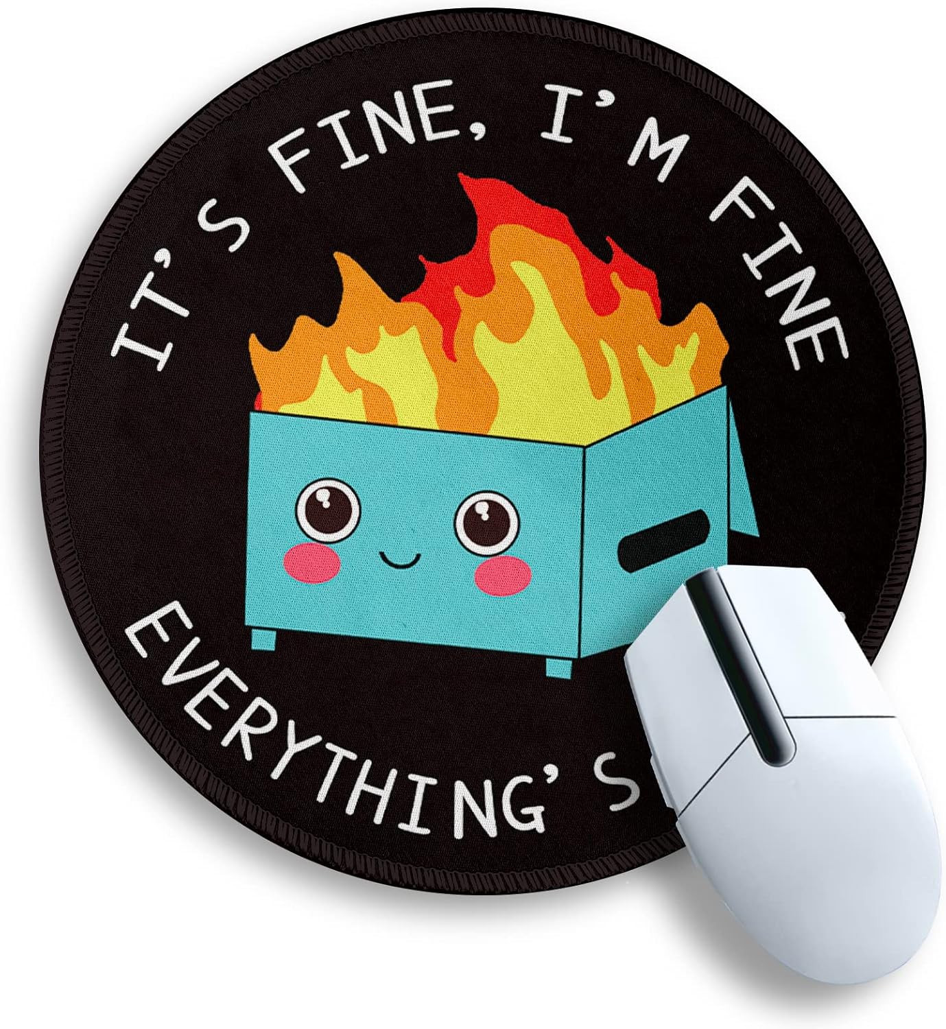Dumpster on Fire round Mouse Pad 8.6 X 8.6 Inch, Cute Funny Mousepad for Laptop