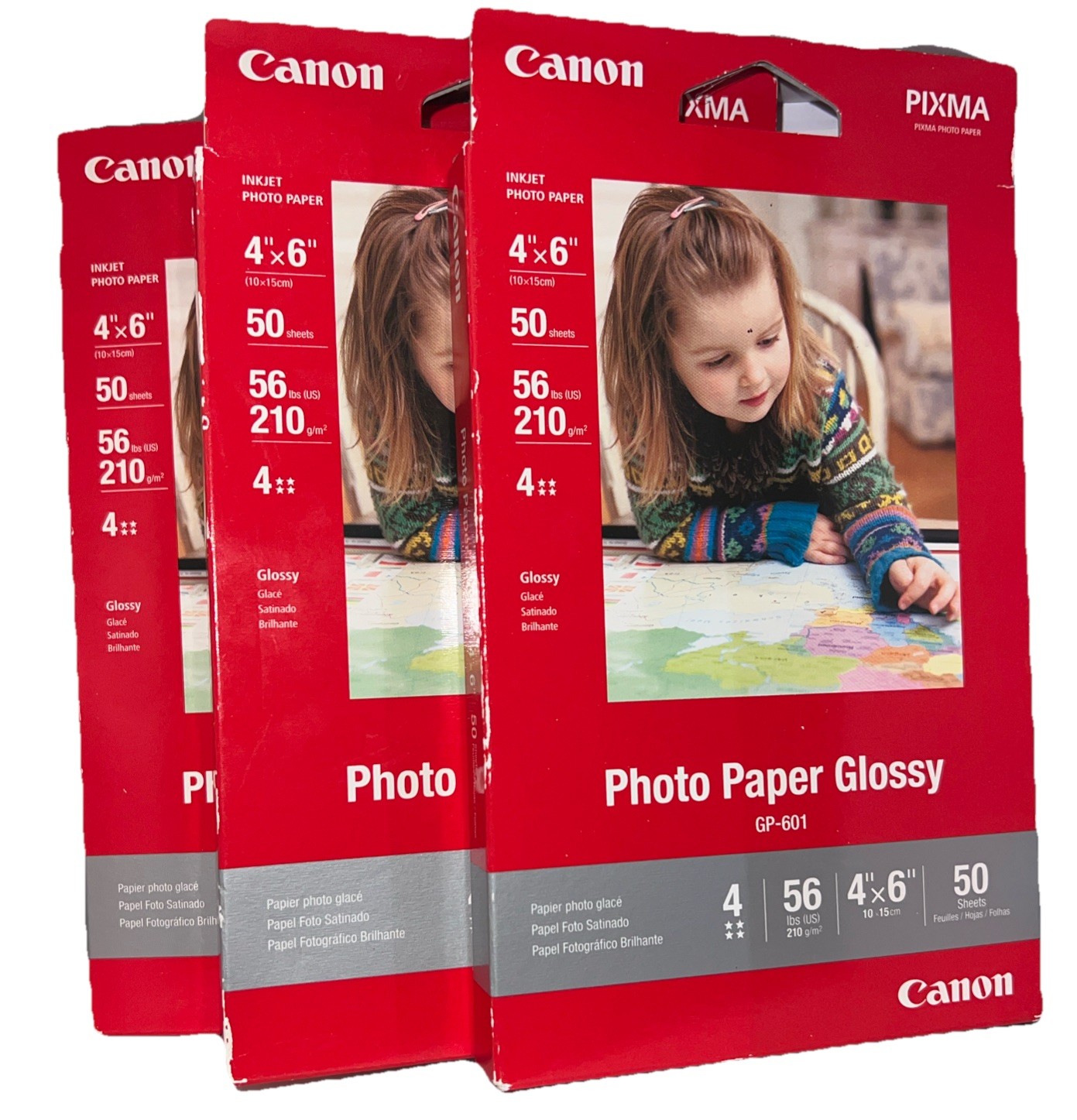 3X Canon PIXMA Inkjet Photo Paper Glossy GP-601 4"x6" (50 SHEETS/EACH)NEW/SEALED