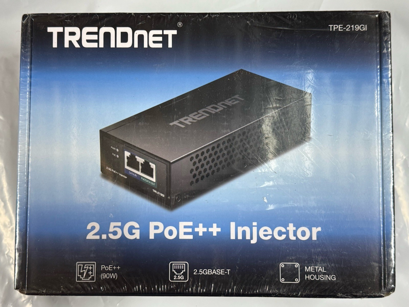 TRENDnet 2.5G 90W PoE++ Injector Wall Mountable (TPE-219GI) Black