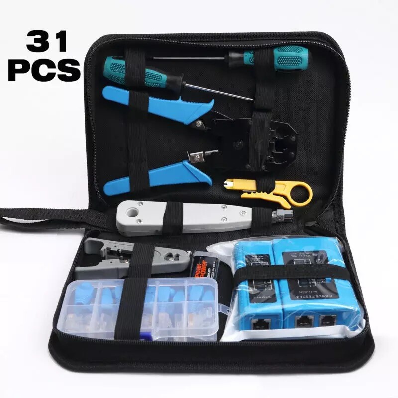 Ethernet Repair Kit Cable Installation Tools Crimper Network Rj45 Cat5E Cat6 USA
