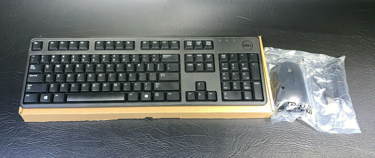 Dell KB212-B USB Wired 104-Key Keyboard 1HF2Y DJ454 DJ458 with Mouse MS116