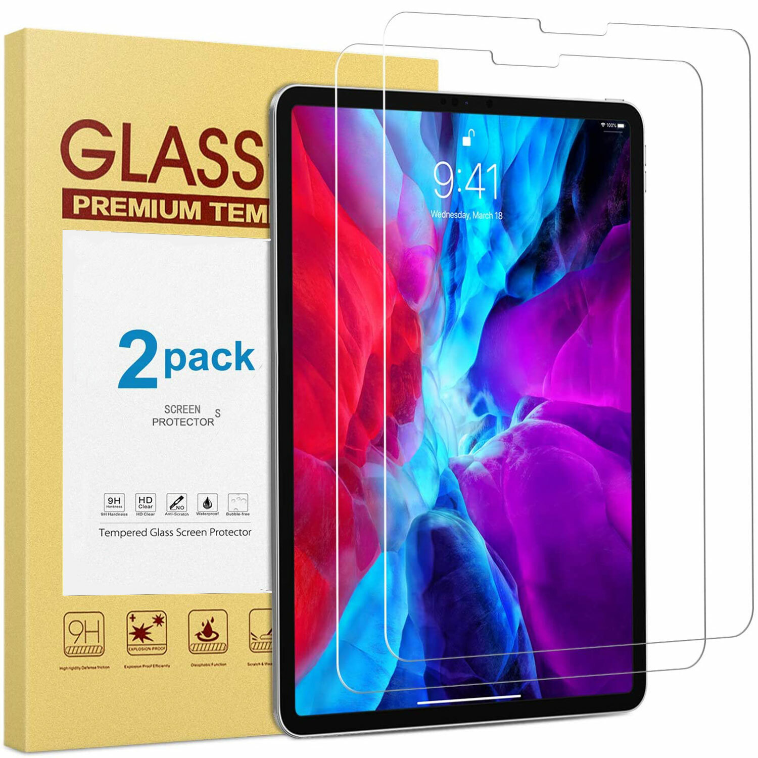 (2 PACK) Premium Tempered Glass Screen Protector For 4/5/6th iPad Pro 12.9" 2022