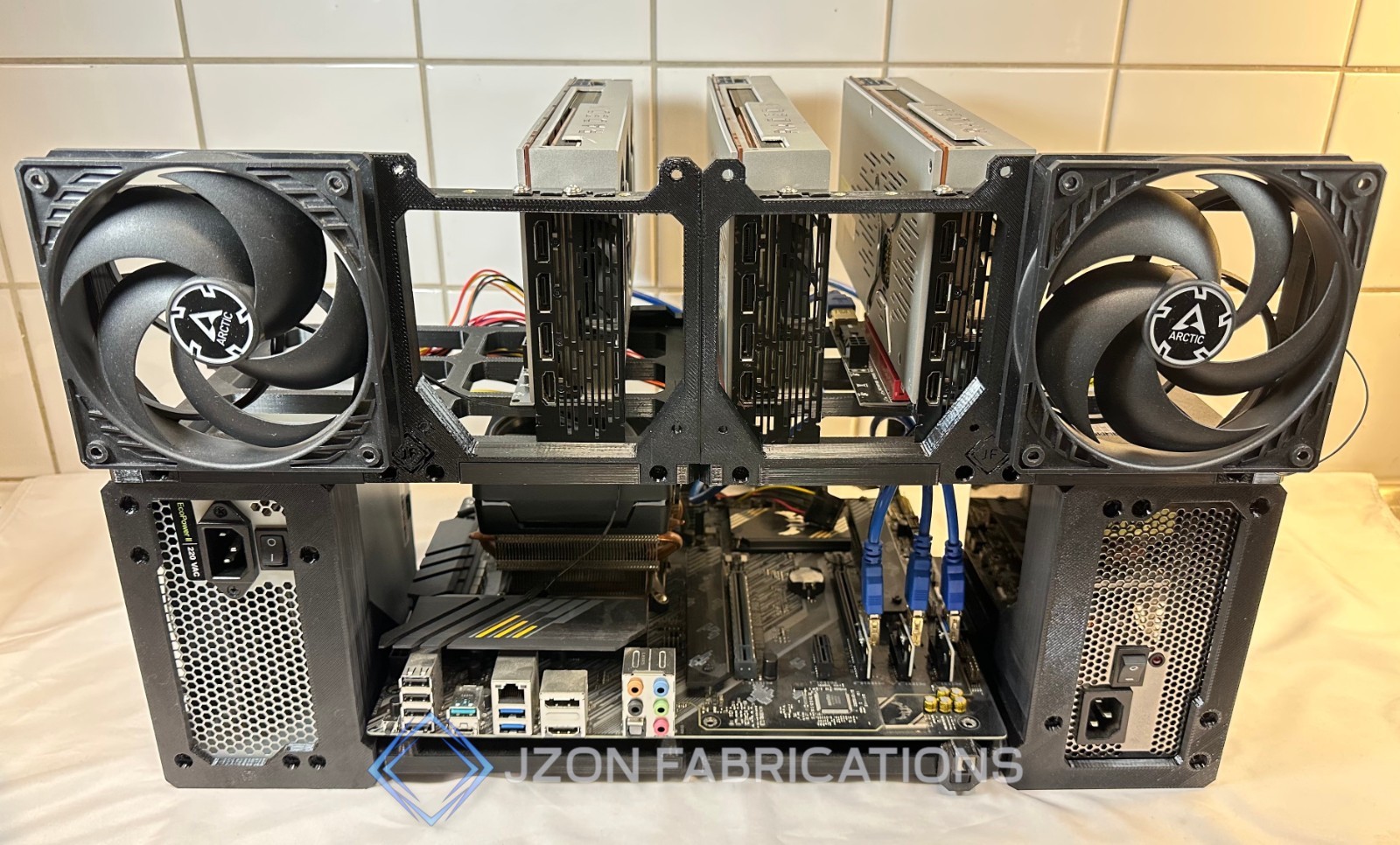 6xGPU AI Black ATX Open Frame - GPU Rig for Machine Learning & Crypto Mining