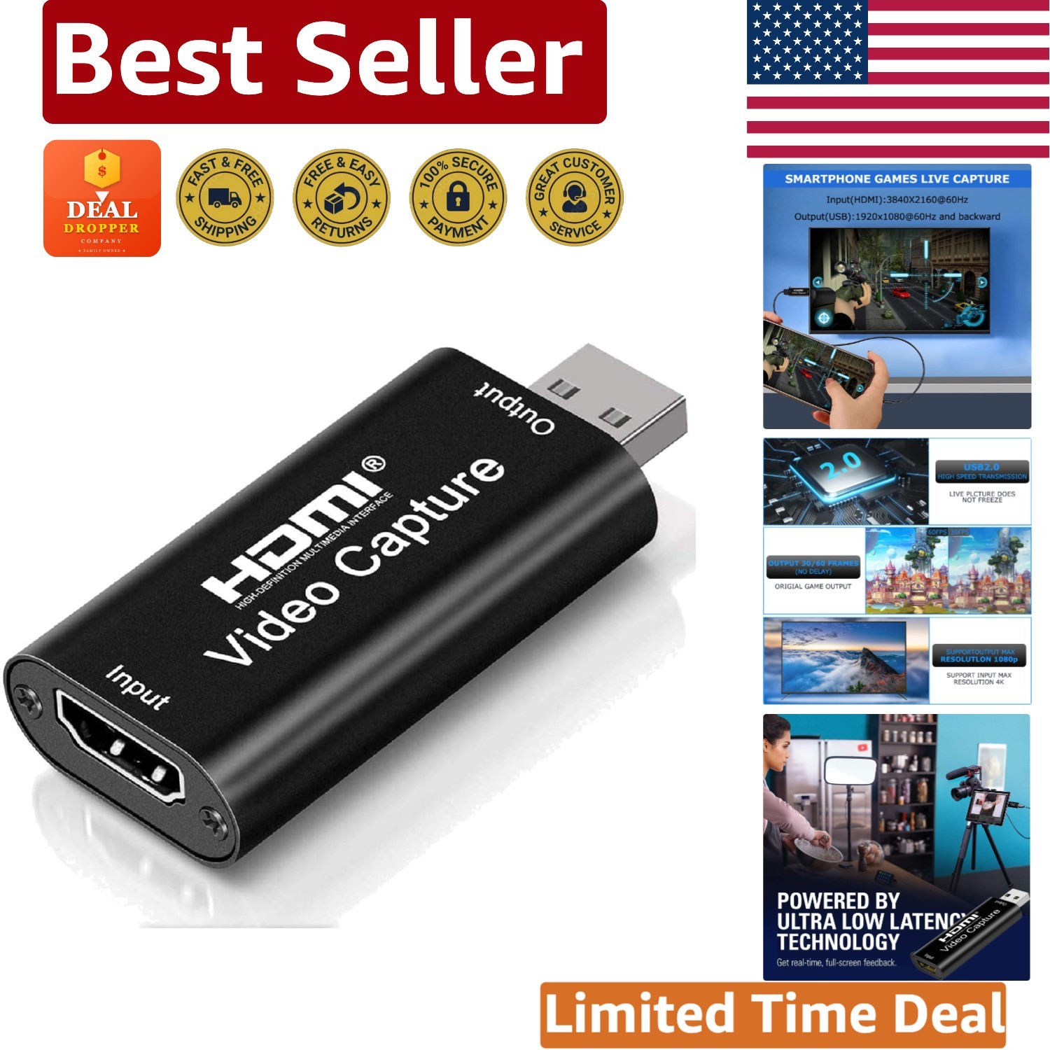Compact 4K Video Capture Card - Perfect for Gamers, teachers, and Streamers