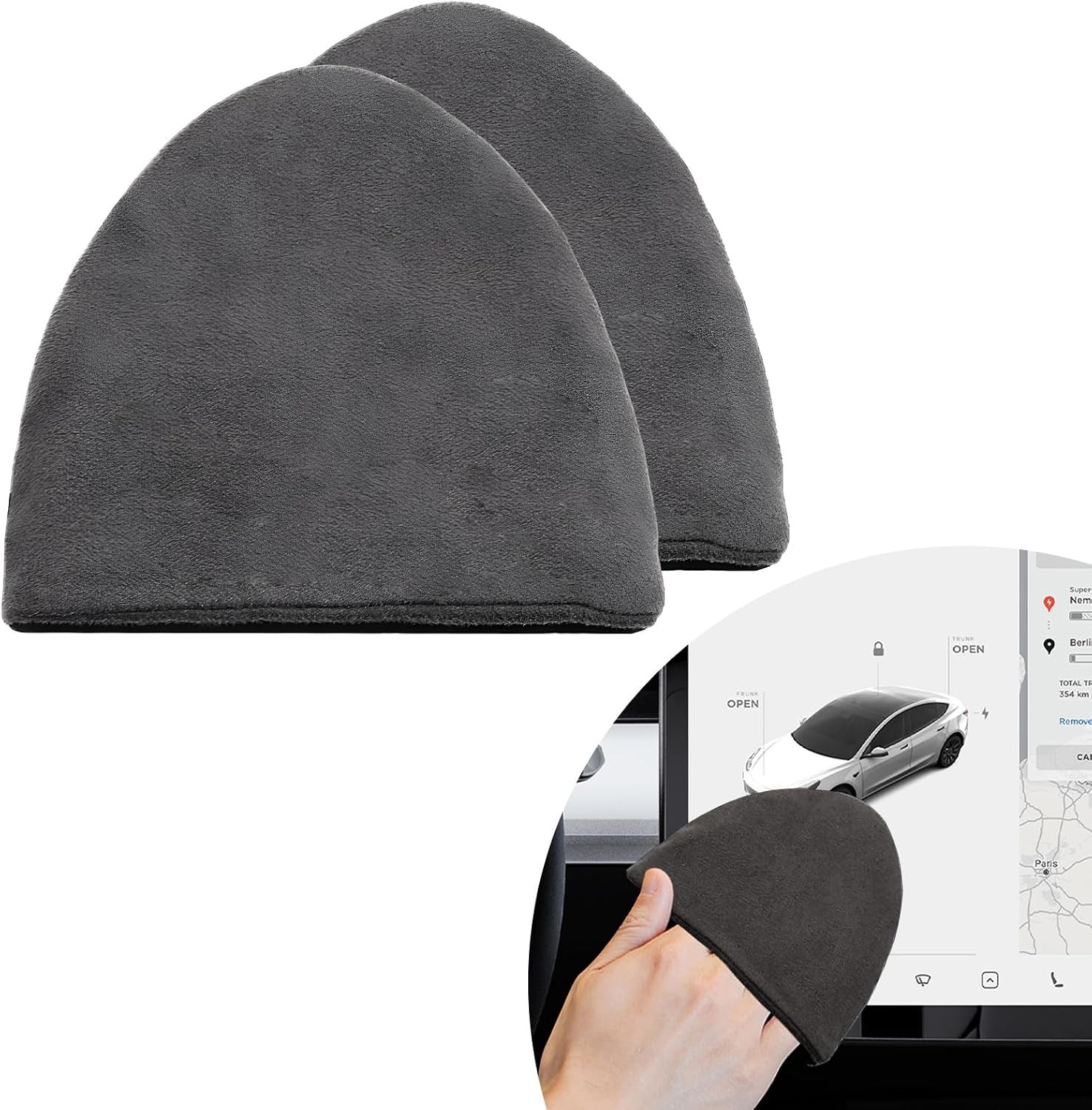 2Pcs Car Screen Cleaner 4.33x3.94in Triangle Microfiber Auto Touch Pad Non