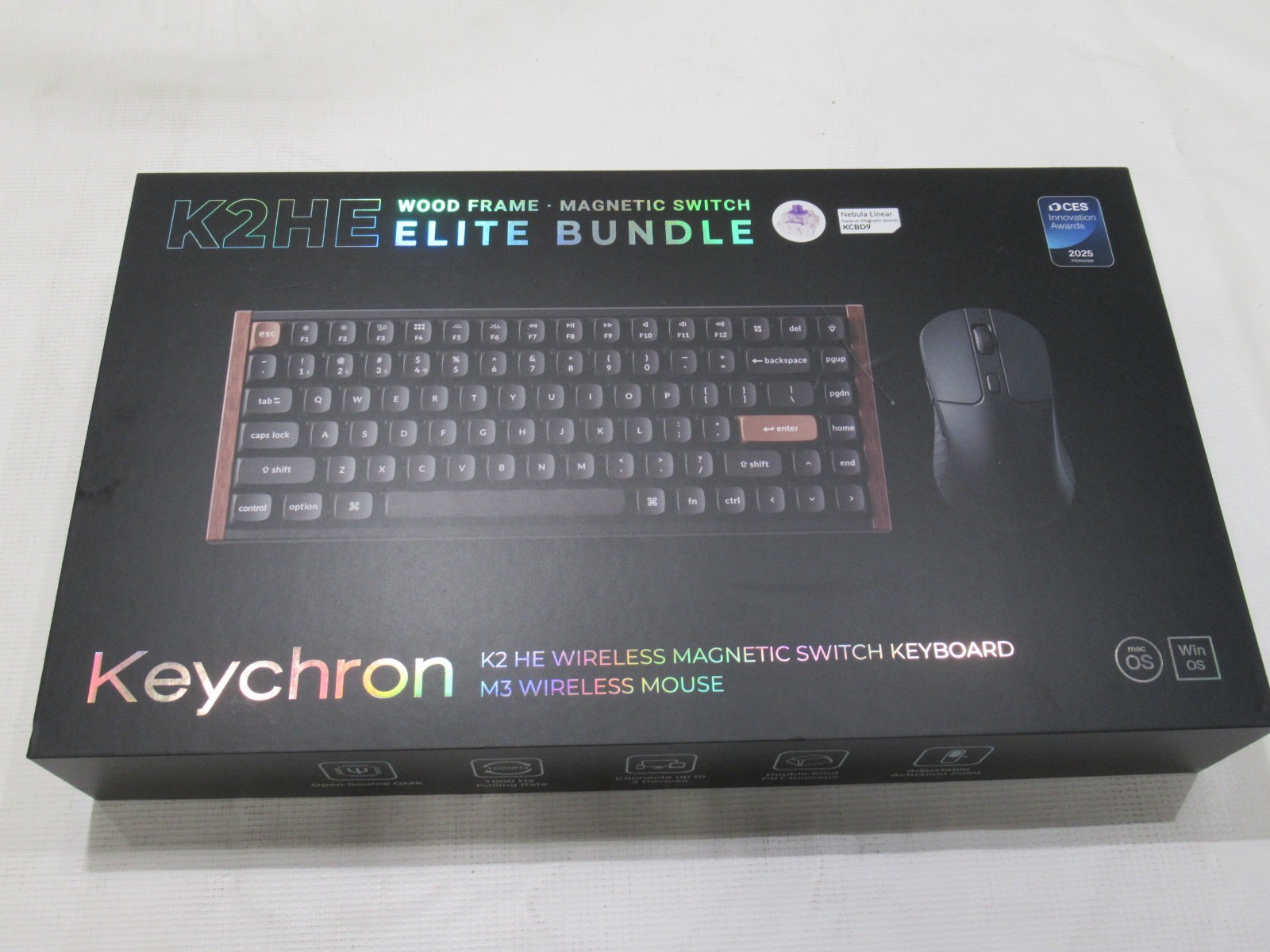 Keychron K2 HE Wood Frame Wireless Magnetic Switch Keyboard Mouse Elite Bundle
