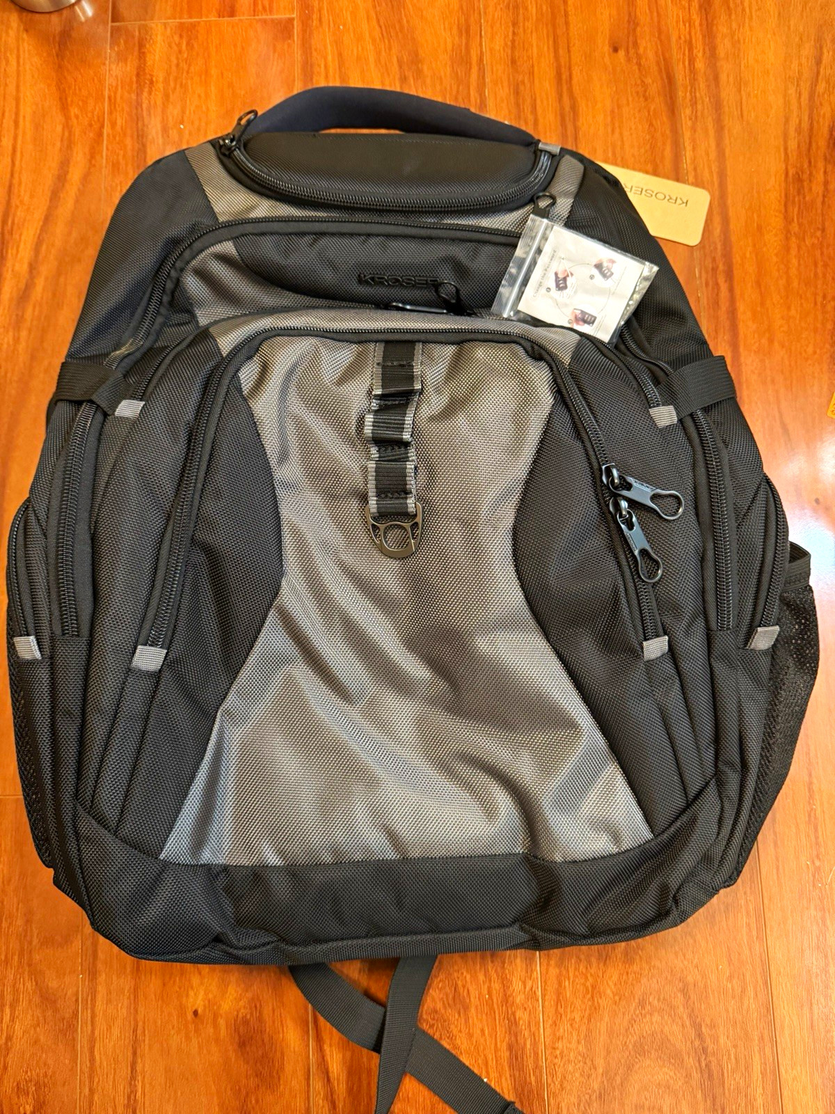 KROSER Solid Black/Gray Laptop Backpack with Combination Lock