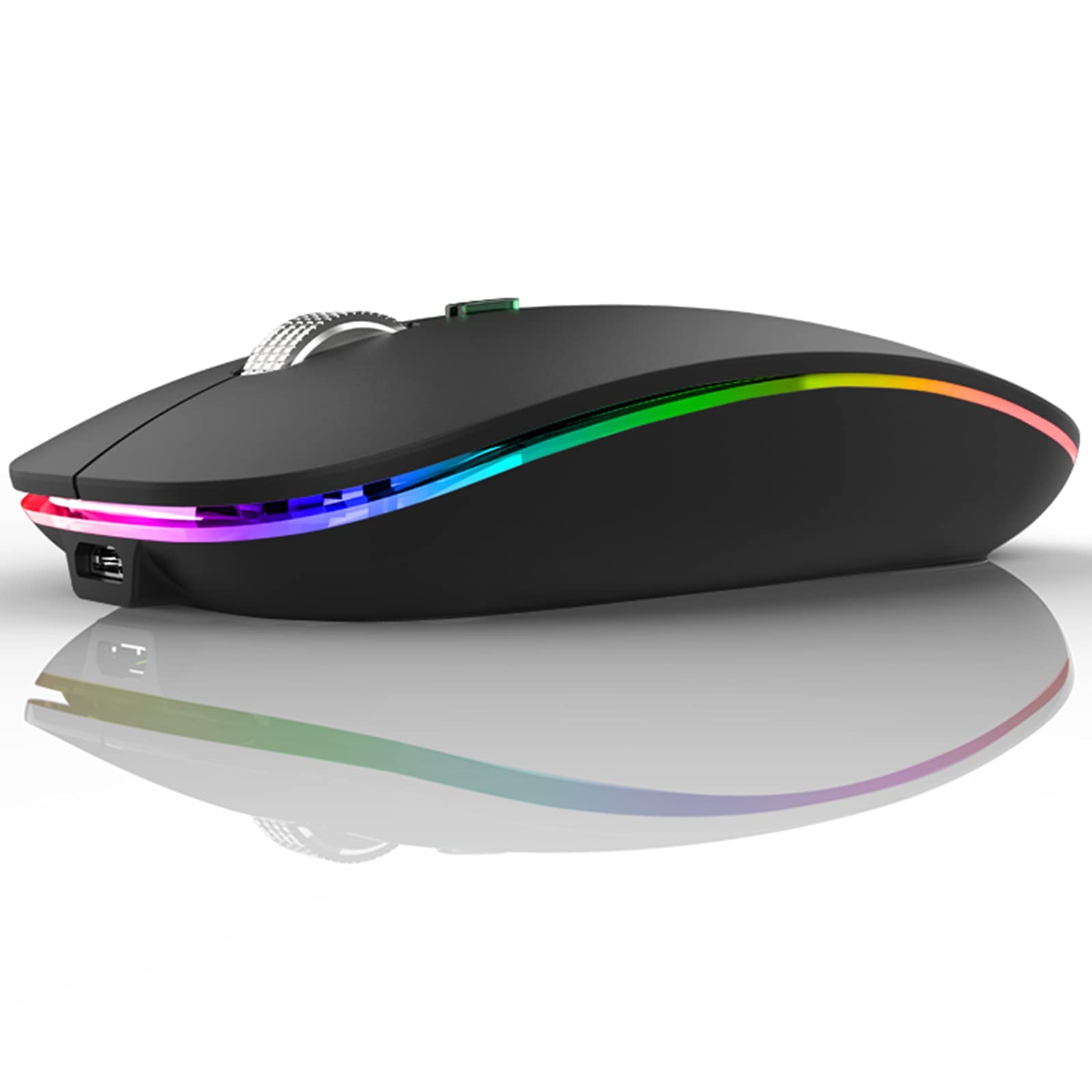 TENMOS Wireless Bluetooth Mouse, LED Slim (Bluetooth 5.1/5.0 + Matte Black