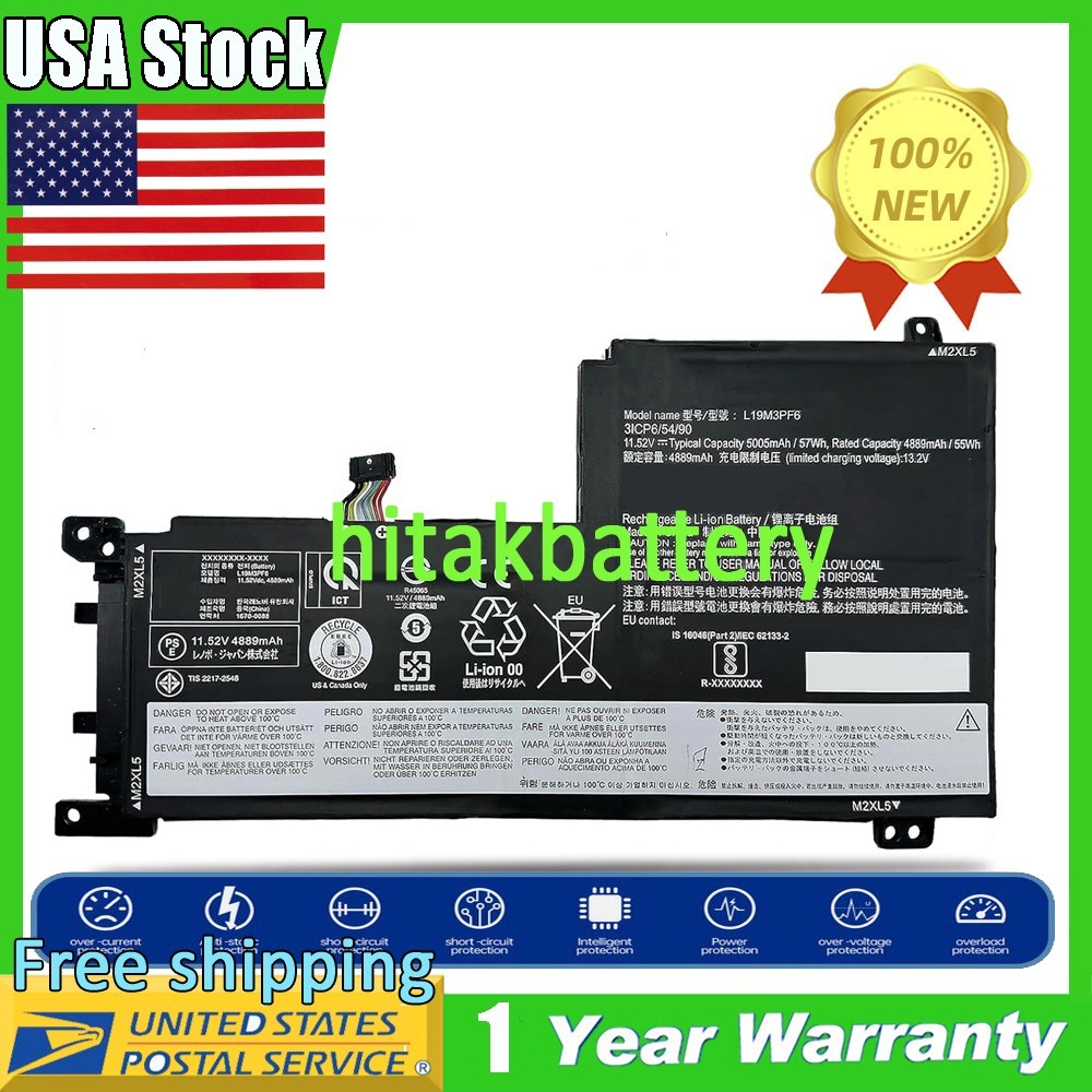L19C3PF4 L19C3PF5 L19D3PF3 L19M3PF6 Battery for LENOVO IdeaPad 5-15IIL05 57Wh US