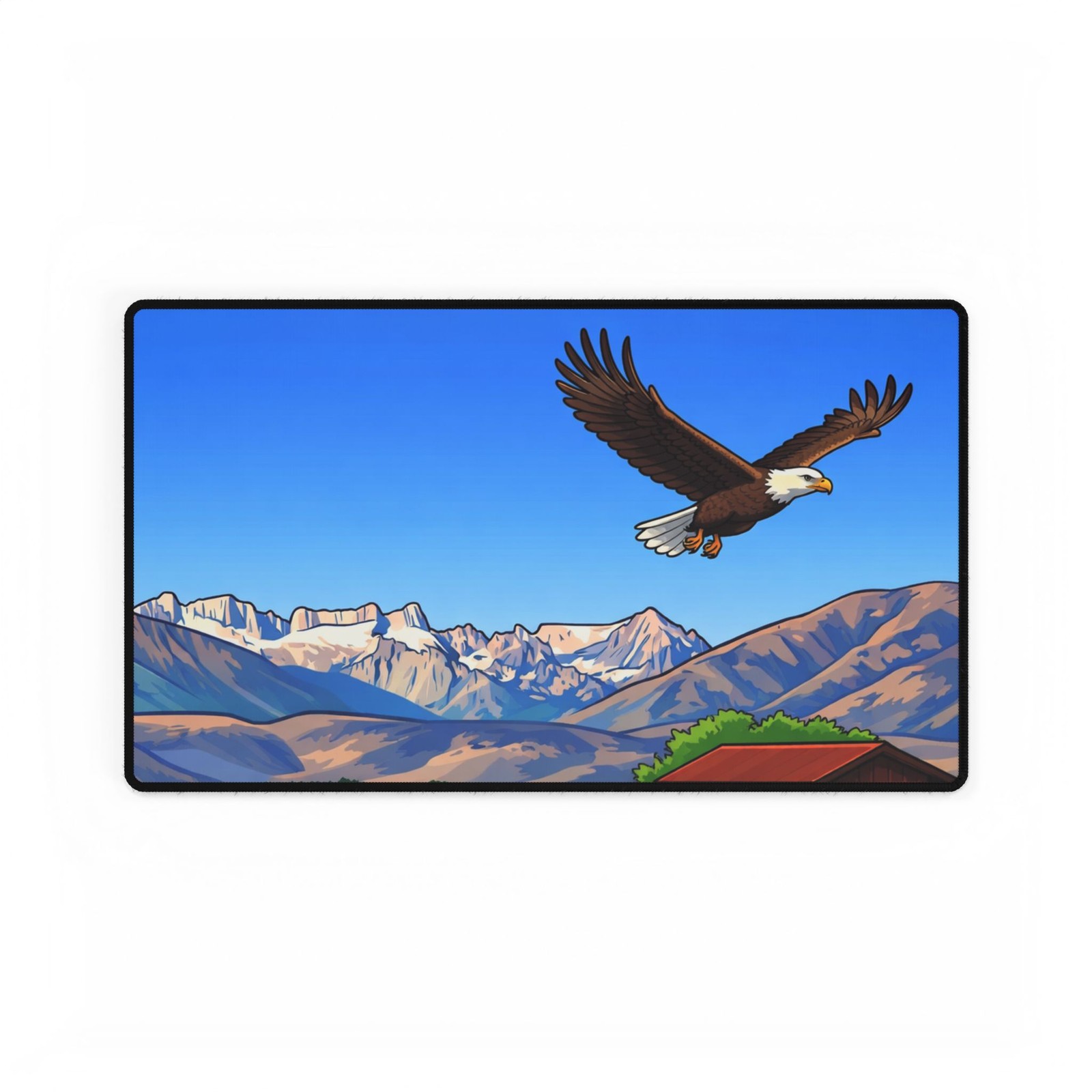 Bald Eagle Over Mountain Range Desk Mat 