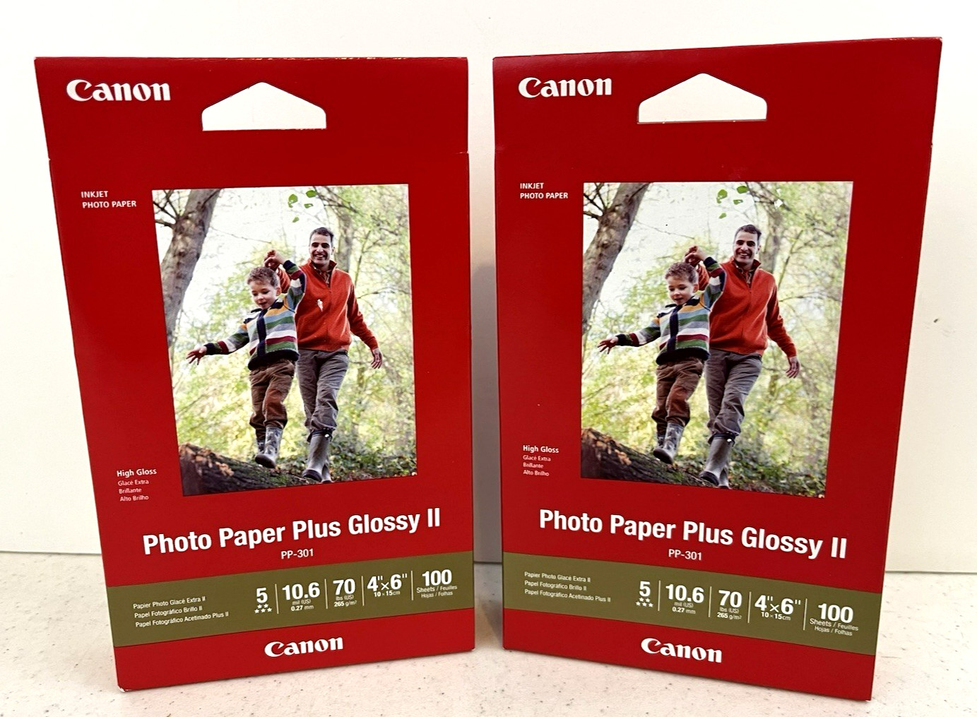 2 Pkgs. ~ Genuine Canon Photo Paper Plus Glossy II~4x6~PP-301~100 Sheets ~ NEW