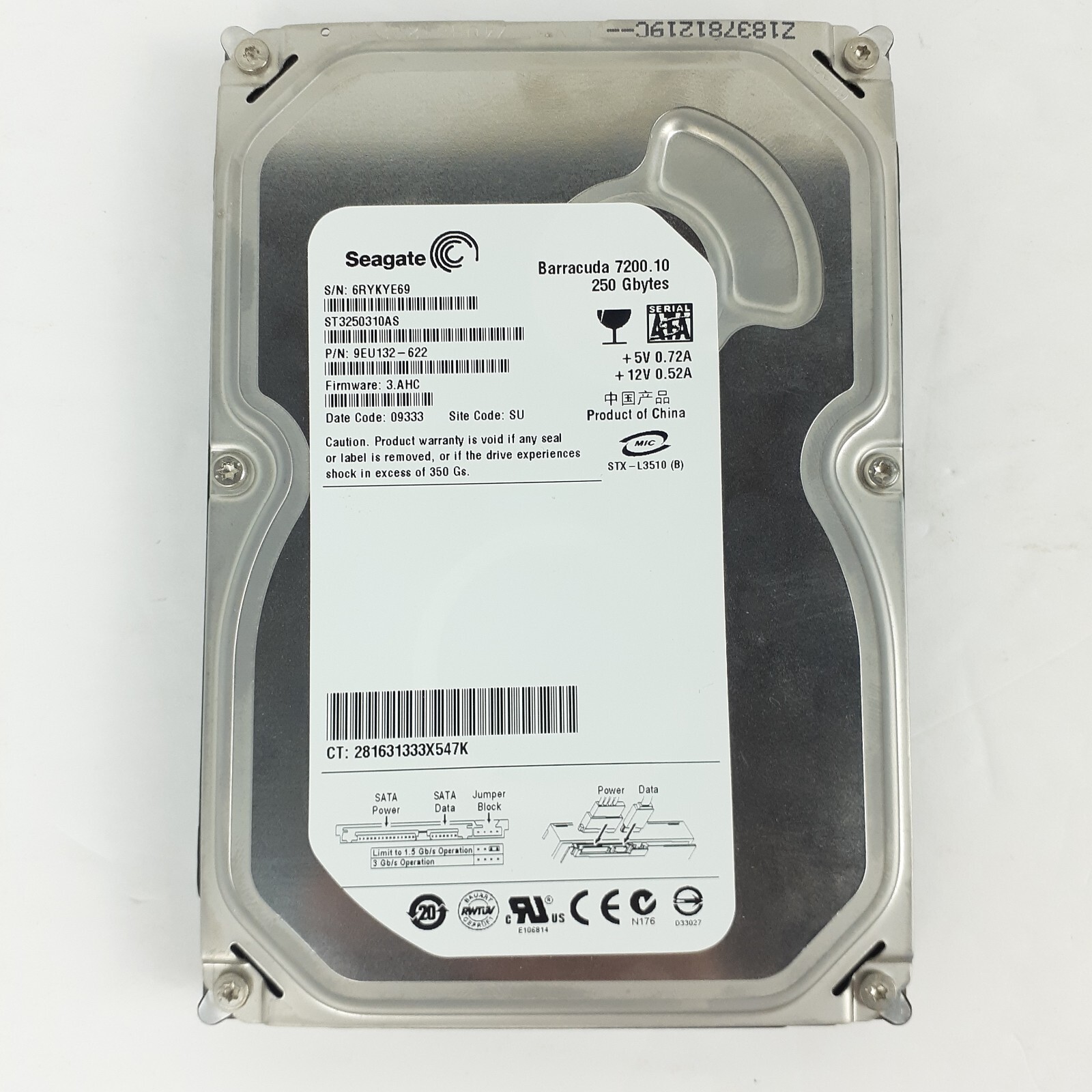 Seagate Barracuda 250GB HDD 7200.10 ST3250310AS 9EU132-622 For Data Recovery