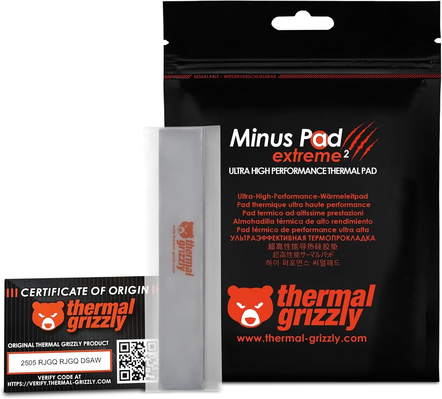 Thermal Grizzly Minus Pad V2 High Performance Thermal Pad 120x20x0.5 mm (2 Pcs)
