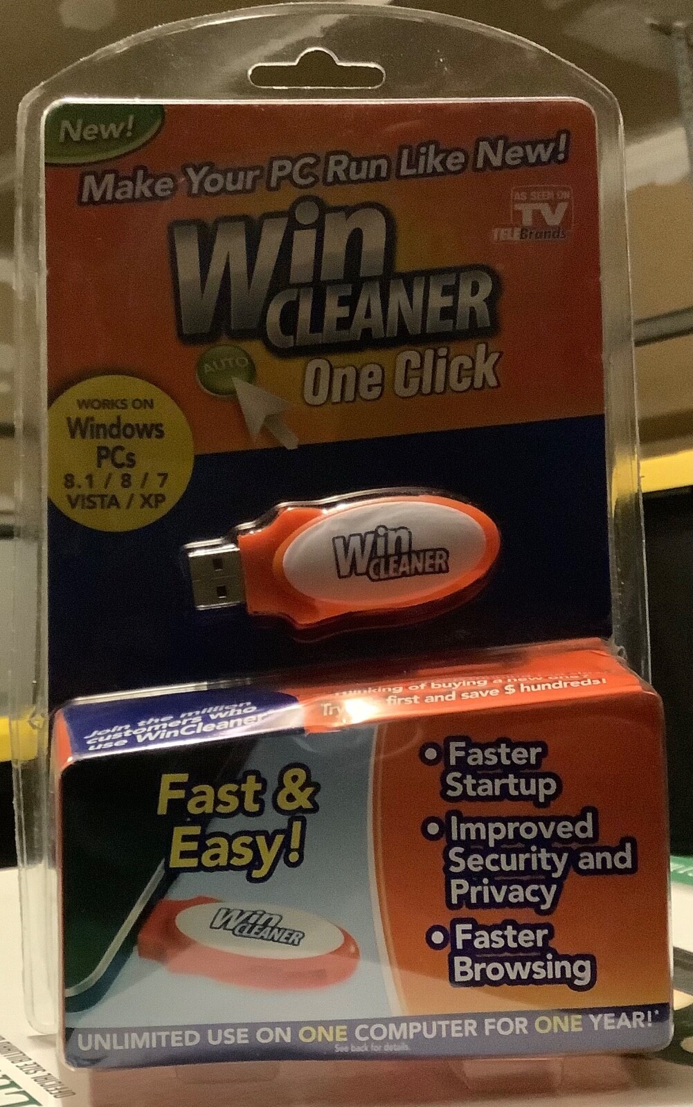 Win Cleaner USB As Seen on TV One Click PC Computer Clean Repair Protect-NEW