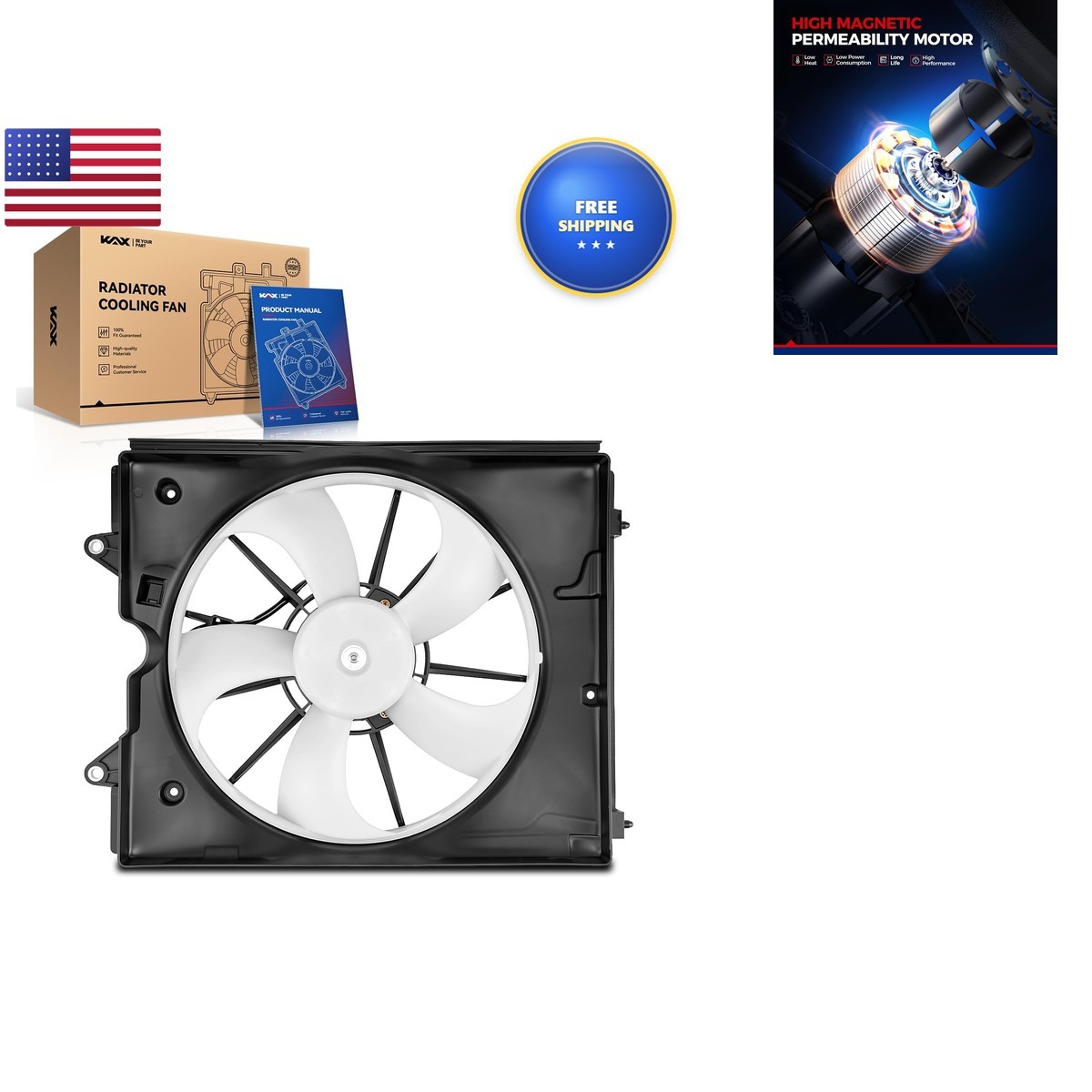 KAX Engine Radiator Cooling Fan, Compatible 2011-2017 Odyssey, Replace 76236