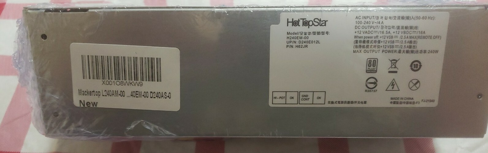 L240AM-02 D240A007L 2P1RD Computer Power Supply Unit 240 Watt