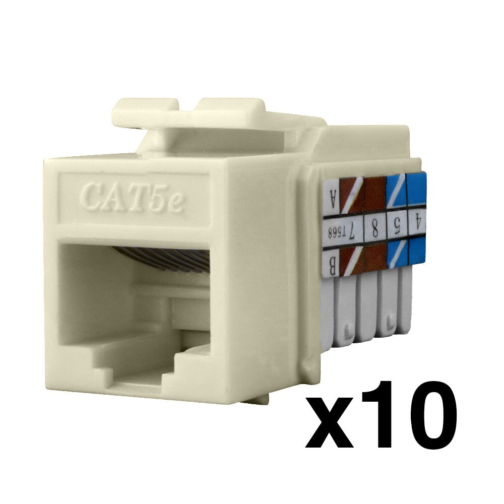 Construct Pro RJ45 Cat5e Keystone Jack Insert (10-Pack, Almond)