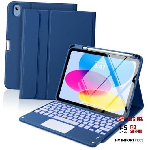 Touch Keyboard Case for iPad (A16) 11th/10th Gen, Navy Blue | 7 A-Navy Blue
