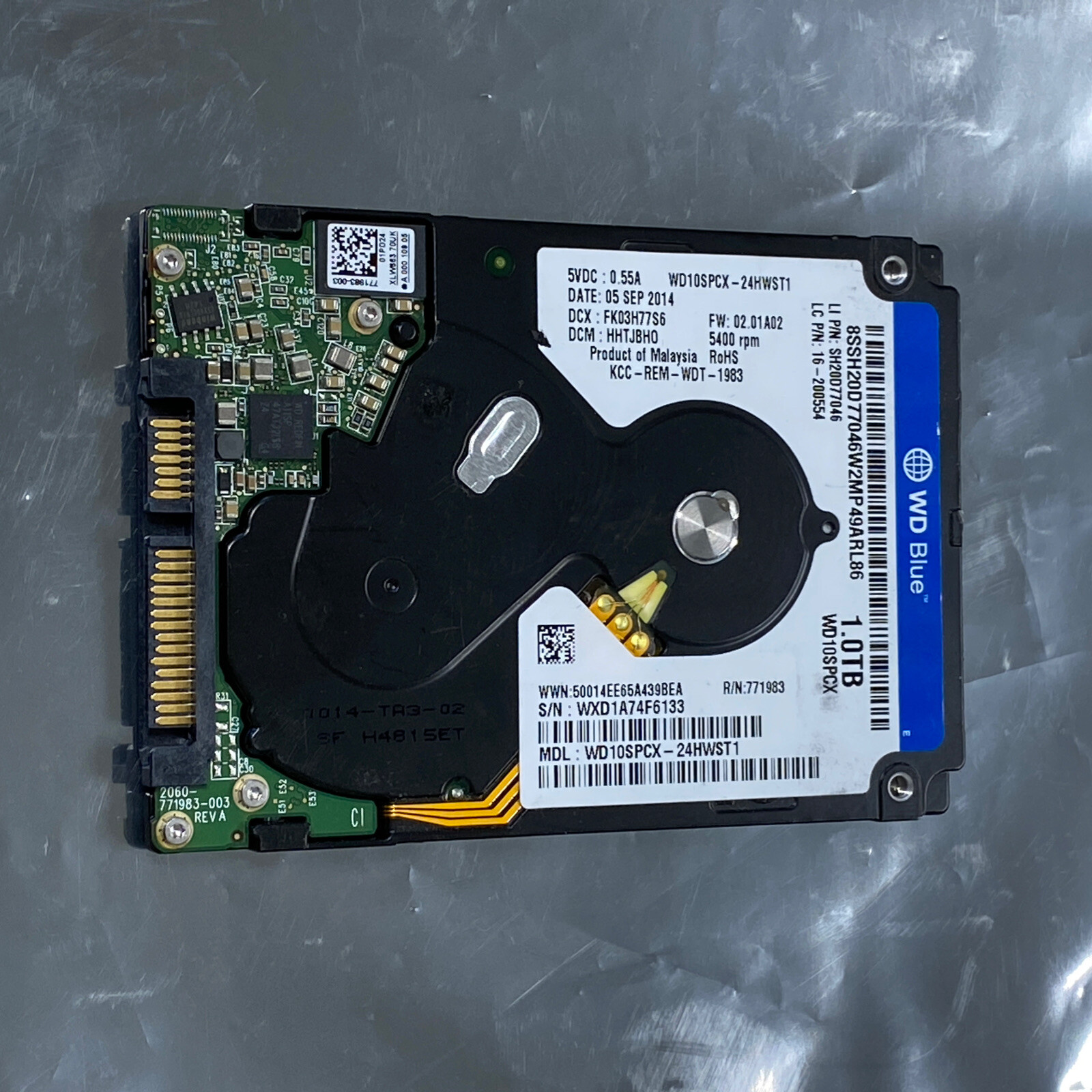 Western Digital WD10SPCX-24HWST1 1TB DCM:HHTJBHO  2.5" SATA Drive 05 Sep 2014