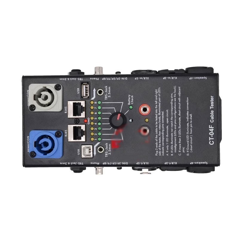 CT-04F Audio Cable Tester RJ45 Cable Tester for PowerCON Speakon USB DIN-5P gk45