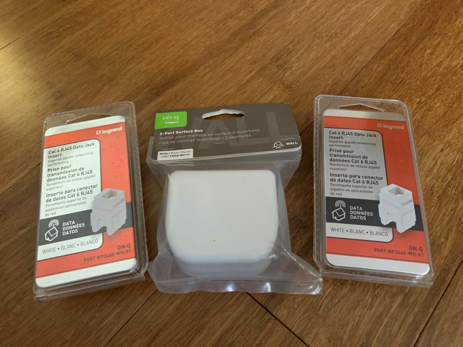 Legrand Cat 6 RJ45 Data Jack Insert (2 Pack) with On-Q 2 Port Surface Box -White