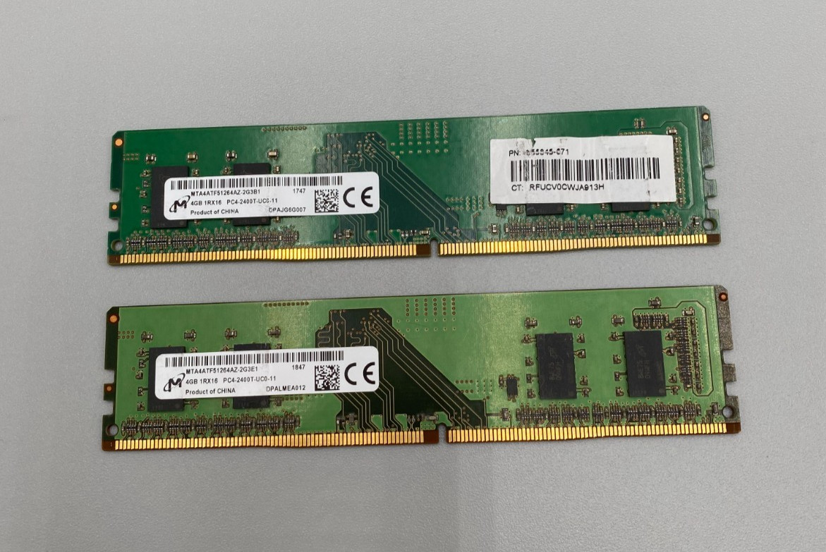 Lot Of 2 MICRON RAM Memory 4GB Each DDR4 PC4 (2 x 4GB= 8GB) 2400MHz B Green/Big
