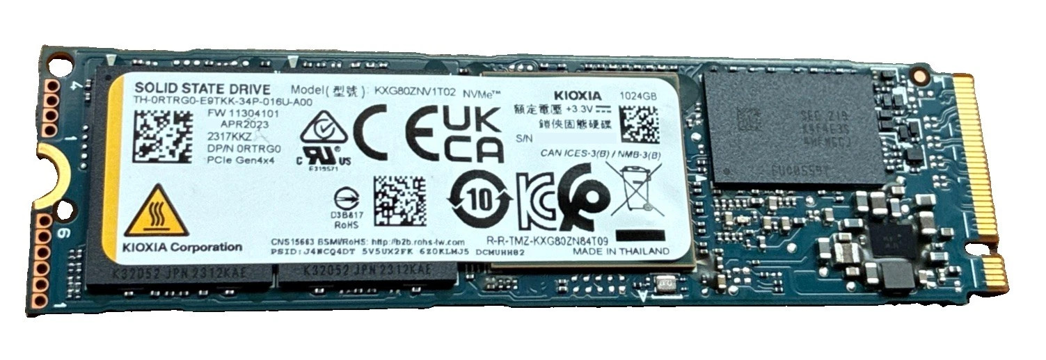 KIOXIA XG8 1TB NVMe PCIe Gen 4 x4 M.2 Internal SSD KXG80ZNV1T02 Dell 0RTRG0