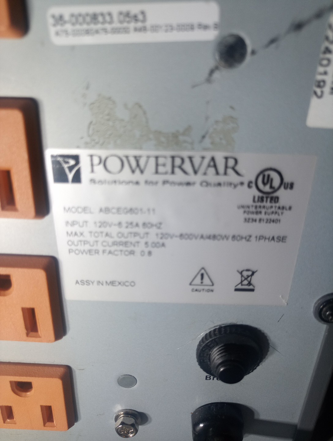 POWERVAR AMETEK ABCEG601-11 Power Supply UPS Battery Backup *PARTS ONLY / AS IS*