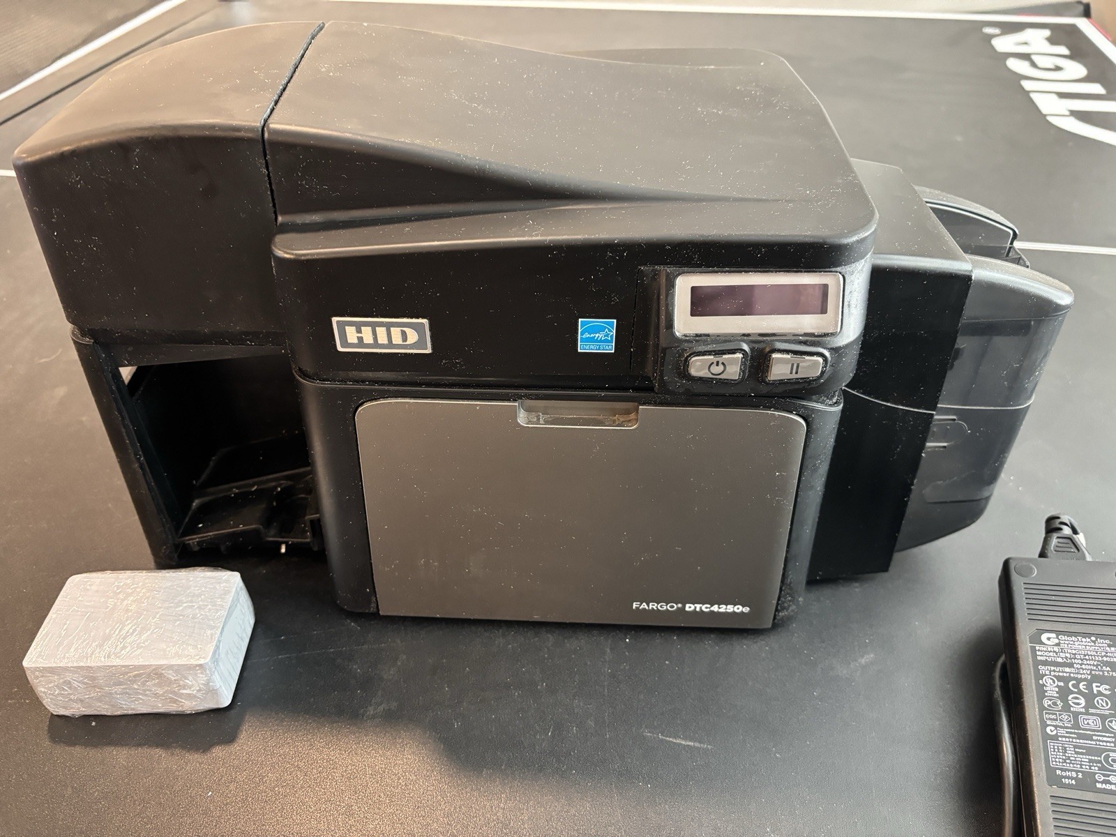 HID Fargo DTC4250e ID Card Printer - ID cards and power adapter included