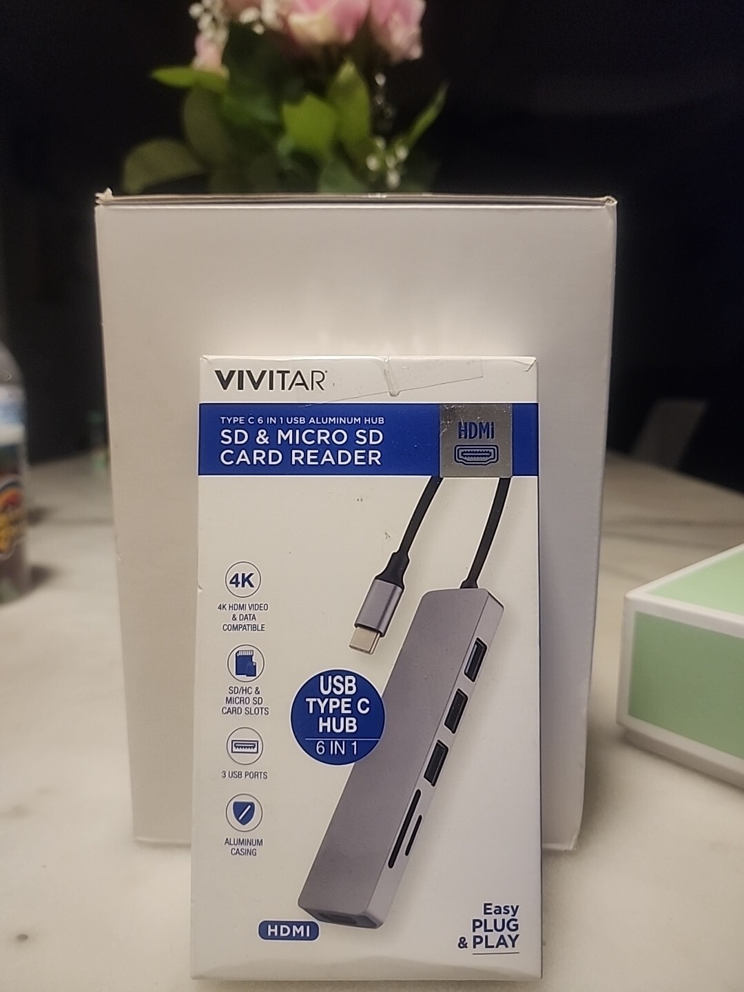 NEW Vivitar Aluminum USB Type C Hub 6 In 1 SD & Micro SD Card Reader Plug & Play