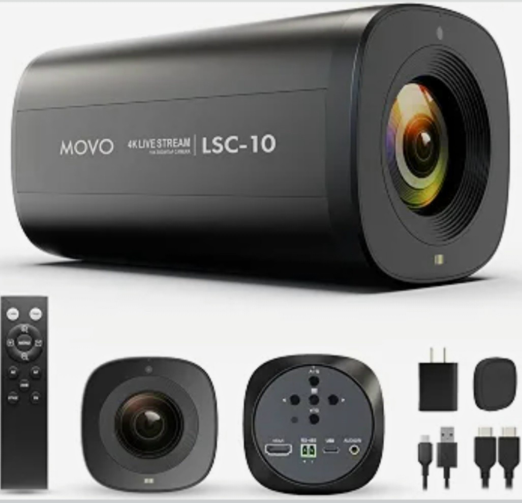 Movo LSC-10 4K Webcam with 10x Optical Zoom – ToF Autofocus, 5MP CMOS Sensor