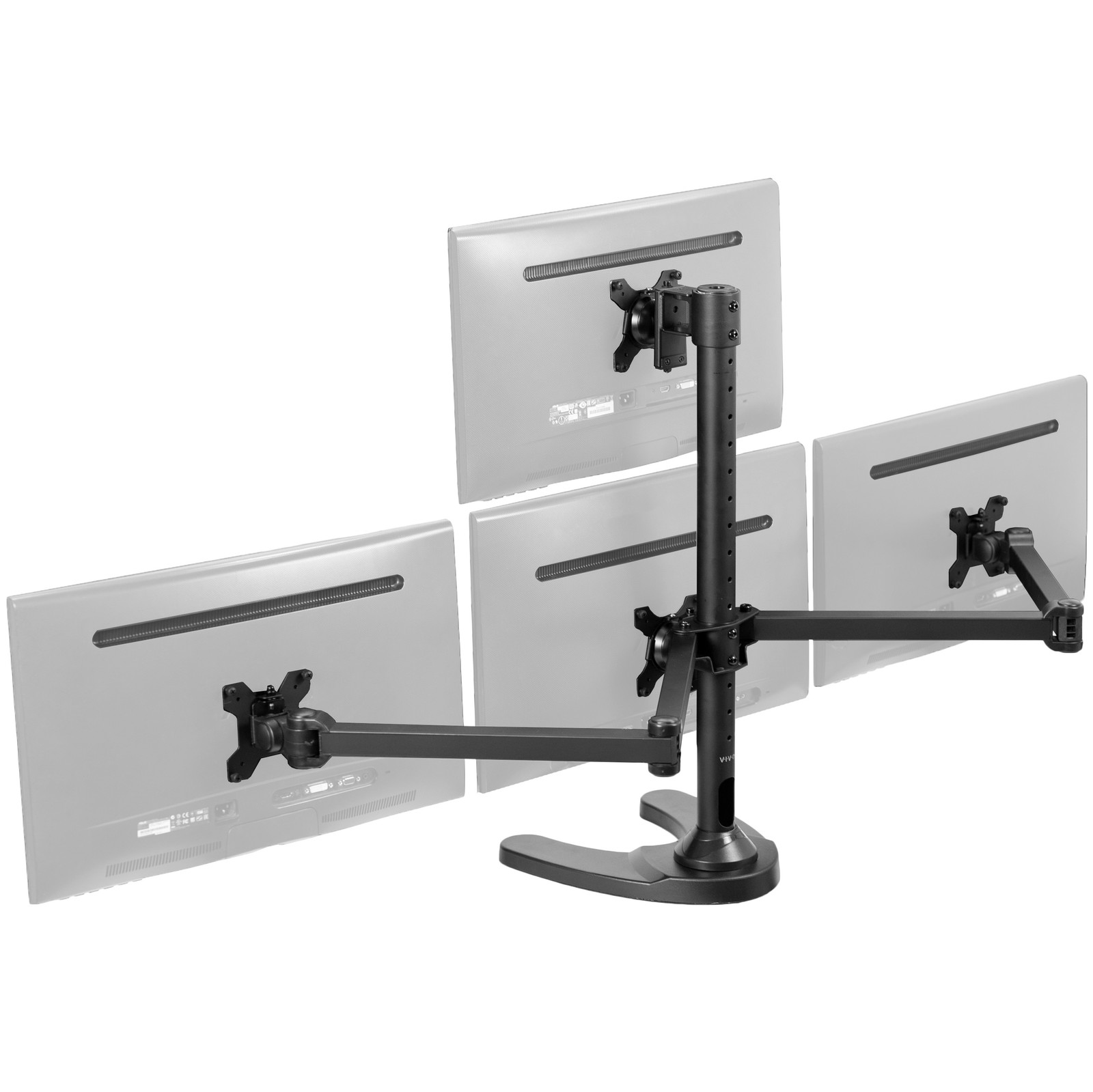 VIVO Steel Quad Monitor Mount Adjustable 3 + 1 Stand | 4 Screens up to 32"
