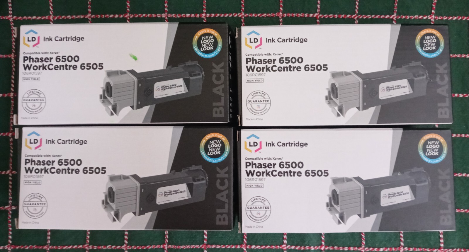 4 New LD Black Ink Cartridge Lot Phaser 6500 WorkCentre 6505 XEROX Compatible