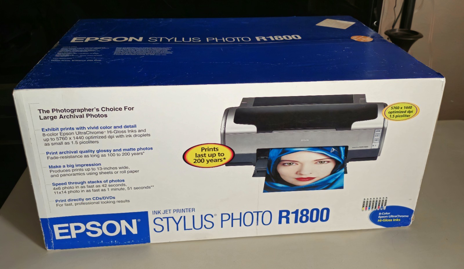 New Epson Stylus Photo R1800 Digital Photo Inkjet Printer, FACTORY SEALED RARE