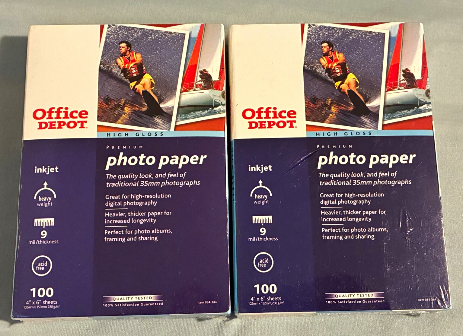 Office Depot High-Gloss Inkjet Photo Paper 4x6 100 Sheets 230 g/m² White Lot 2
