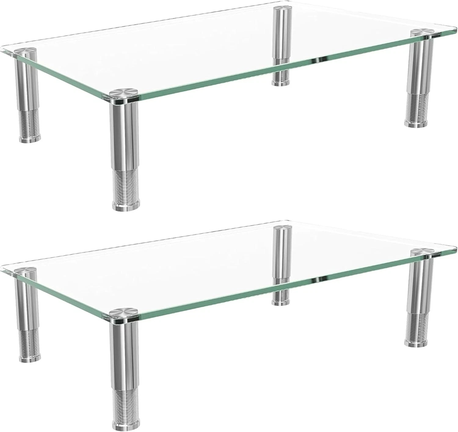 Simple Trending 2 Pack Computer Monitor Riser 14.25 x 9.5 x 3.5 inches, Glass