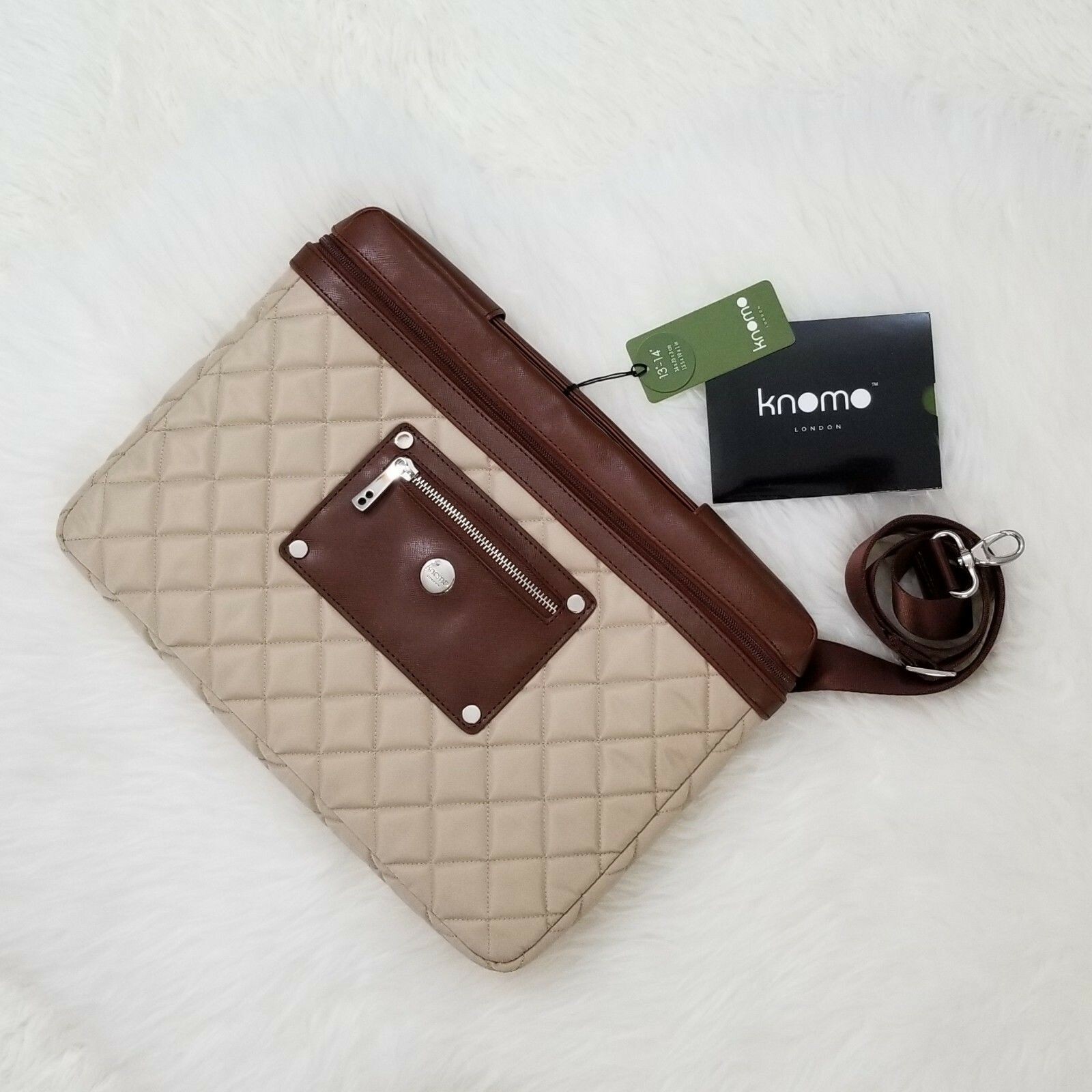 NEW KNOMO OF LONDON BAYSWATER 13" SLIM LAPTOP/TABLET SLEEVE PARCHMENT
