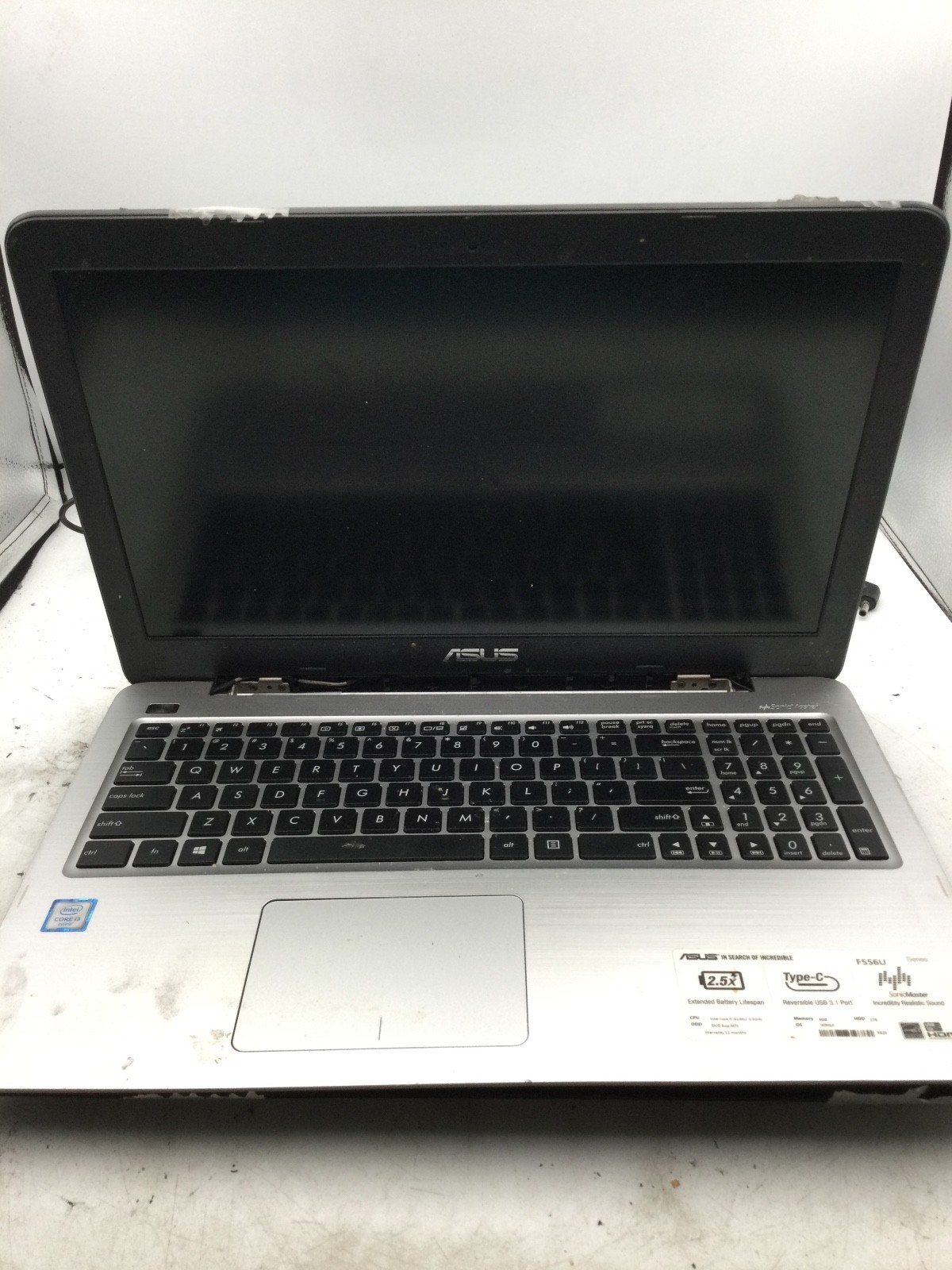 ASUS F556U 15.6" Laptop - Intel Core i3 - No RAM No HDD- NO POWER/PARTS  -BB