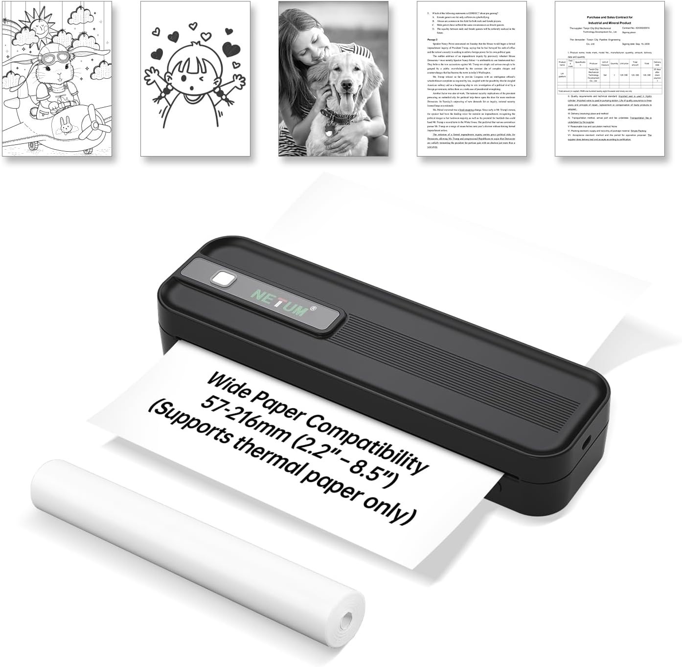 NETUM P801X Portable Thermal Printer Wireless 8.5x11 Inkless Label iOS Android 