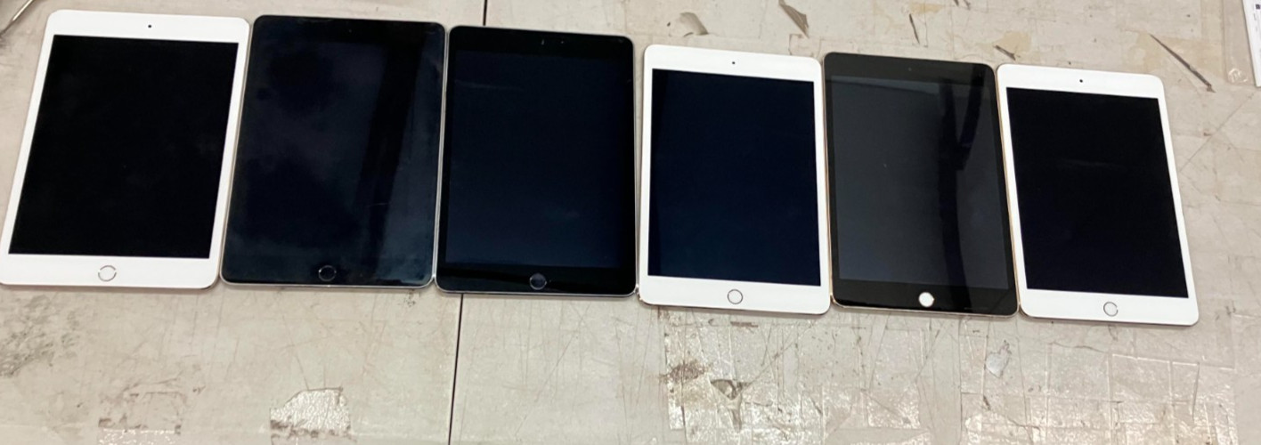 READ LOT OF 6* Apple iPad Mini 4, 128GB, WiFi + Cellular, 7.9in - Silver ~m2379